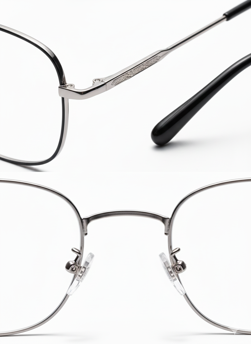 EYEFLIX // METAL OVAL SILVER AND BLACK EYEGLASSES