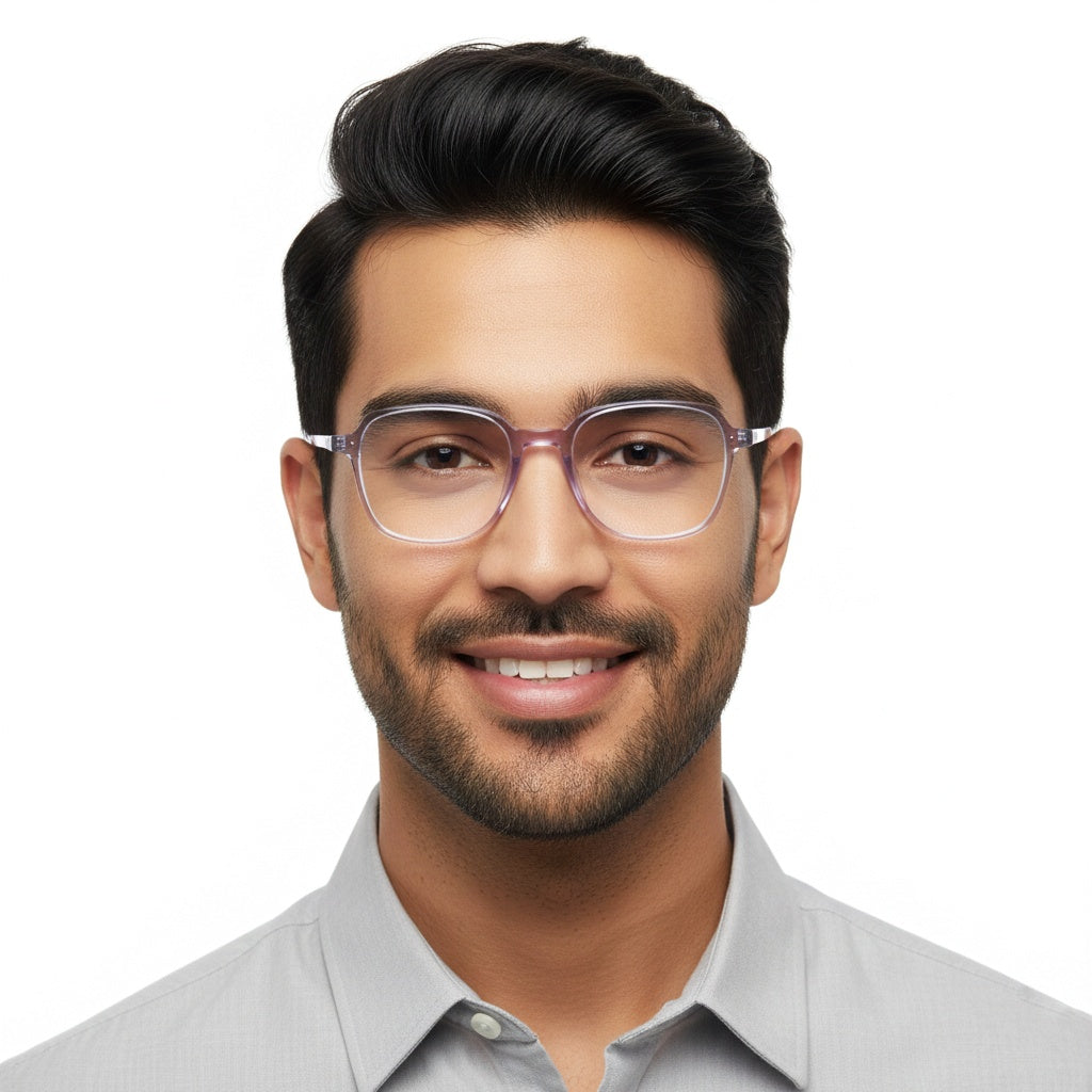 EYEFLIX // LIGHT PURPLE SQAURE FIBRE EYEGLASSES FOR MEN AND WOMEN