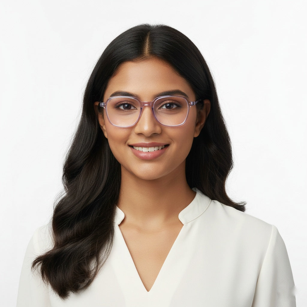 EYEFLIX // LIGHT PURPLE SQAURE FIBRE EYEGLASSES FOR MEN AND WOMEN