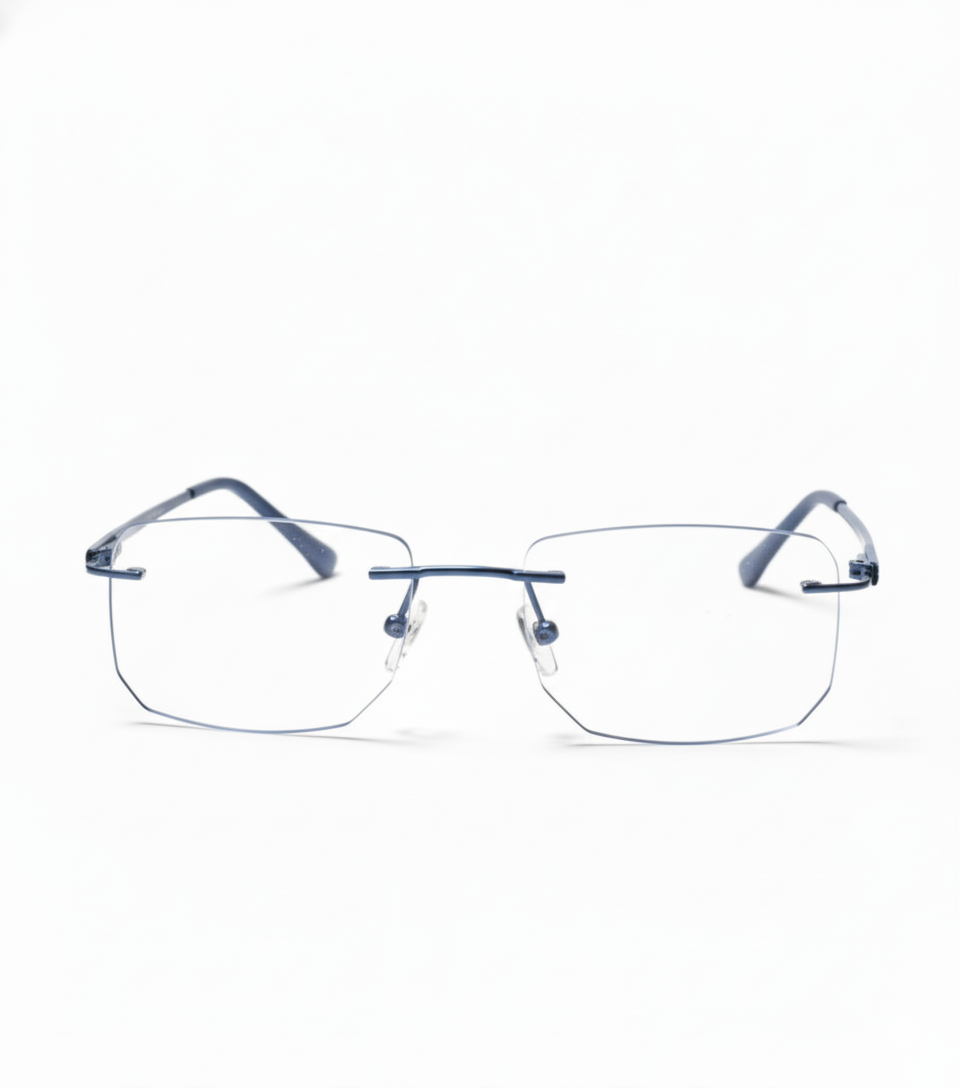 EYEFLIX // RIMLESS BLUE RECTANGLE SHAPE FOR MEN AND WOMEN PLANTINUM 🔵