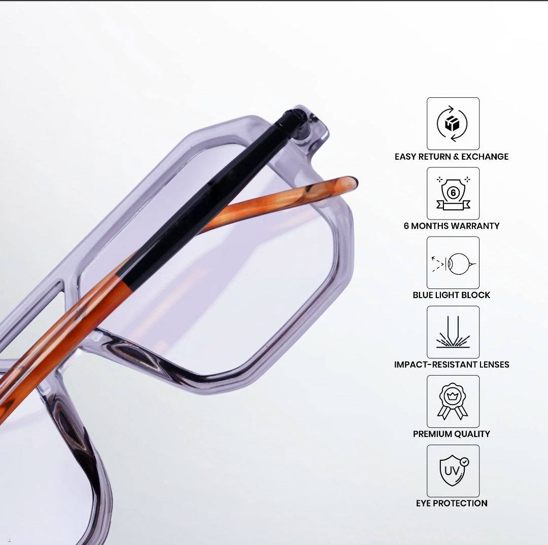 EYEFLIX // GREY GLOSSY GHOST WAYFARE FOR MEN AND WOMEN