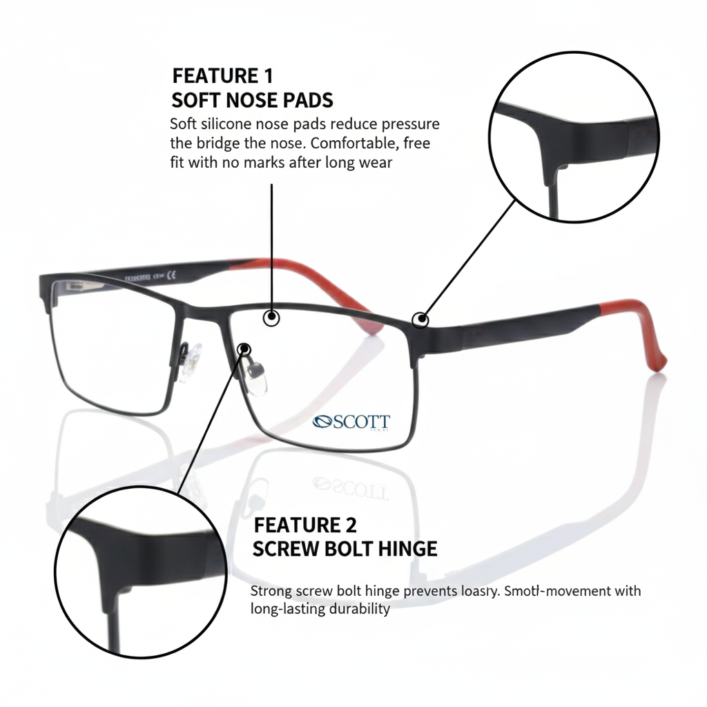SCOTT Luxury Unisex Metal full rim | Durable Hinge & Comfort Fit
