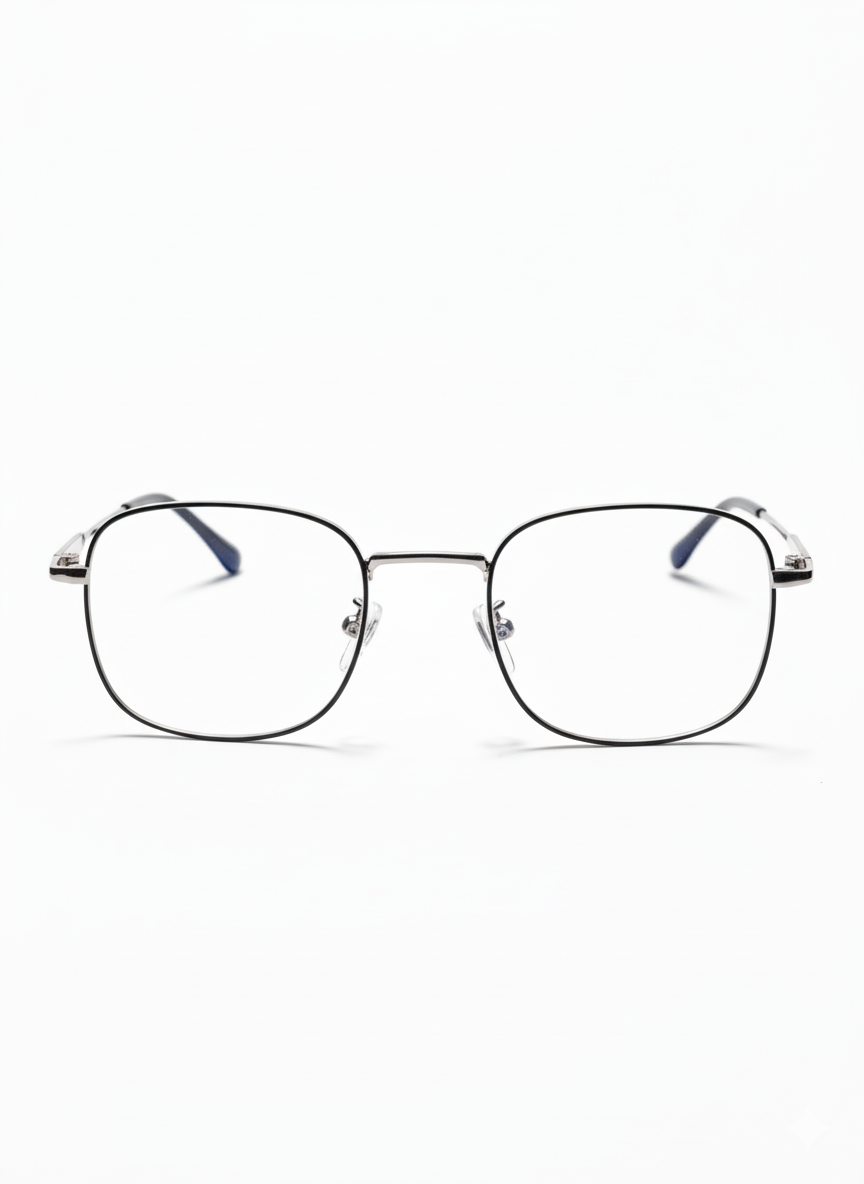 EYEFLIX // METAL OVAL SILVER AND BLACK EYEGLASSES