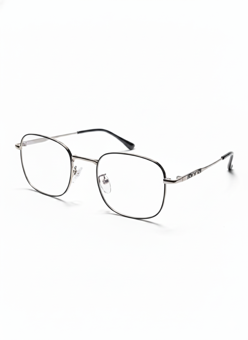 EYEFLIX // METAL OVAL SILVER AND BLACK EYEGLASSES