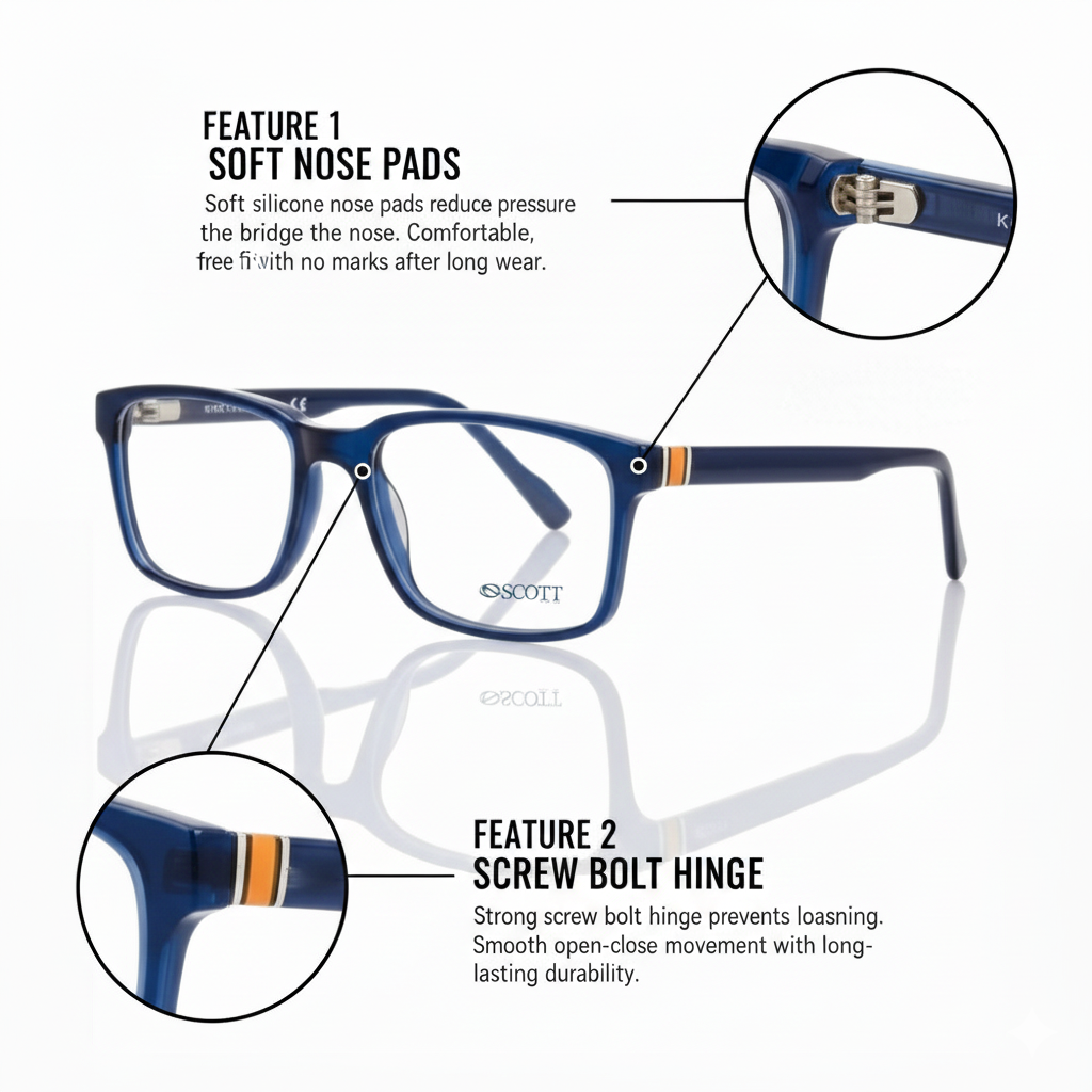 SCOTT Luxury Unisex Blue fibre frame | Durable Hinge & Comfort Fit