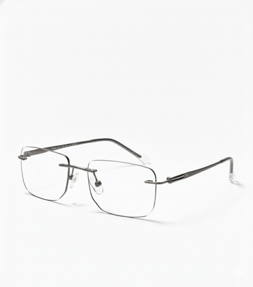 EYEFLIX // GREY RIMLESS METAL FRAME PLANTINUM FOR MEN AND WOMEN