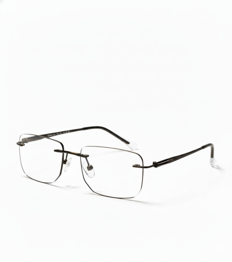 EYEFLIX // METAL RIMLESS BLACK ⚫ PLANTINUM GREY FOR MEN AND WOMEN RECTANGLE SHAPE