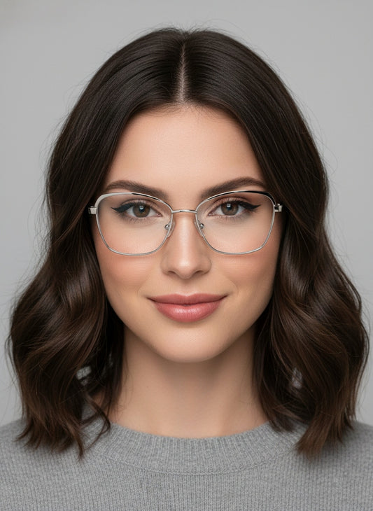 EYEFLIX // CAT EYE METAL SILVER EYEGLASSES FOR WOMEN