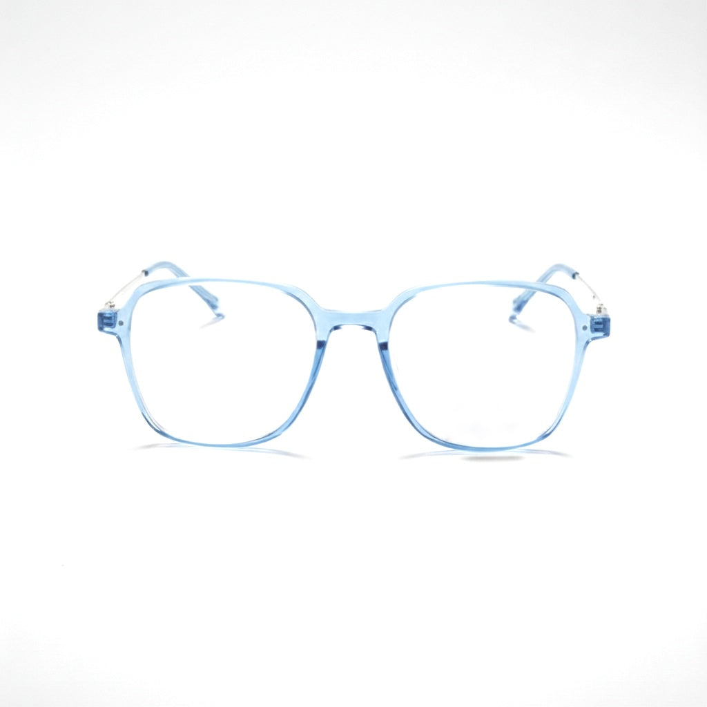 EYEFLIX // NAVY BLUE GLOSSY SQAURE FIBRE EYEGLASSES FOR MEN AND WOMEN