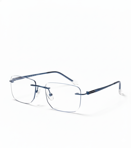 EYEFLIX // RIMLESS BLUE RECTANGLE SHAPE FOR MEN AND WOMEN PLANTINUM 🔵